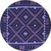 Round Machine Washable Oriental Blue Traditional Rug, wshcon1681blu