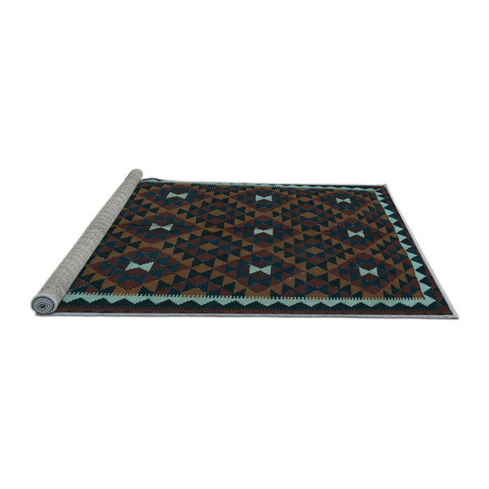 Sideview of Machine Washable Oriental Light Blue Traditional Rug, wshcon1682lblu