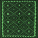 Square Machine Washable Oriental Emerald Green Traditional Area Rugs, wshcon1682emgrn