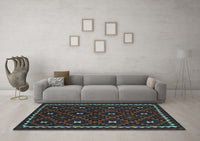 Machine Washable Oriental Light Blue Traditional Rug, wshcon1682lblu