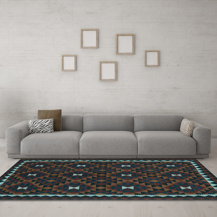 Machine Washable Oriental Light Blue Traditional Rug in a Living Room, wshcon1682lblu