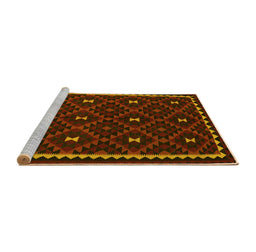 Sideview of Machine Washable Oriental Yellow Traditional Rug, wshcon1682yw