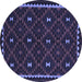 Round Machine Washable Oriental Blue Traditional Rug, wshcon1682blu