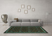 Machine Washable Oriental Turquoise Traditional Area Rugs in a Living Room,, wshcon1682turq