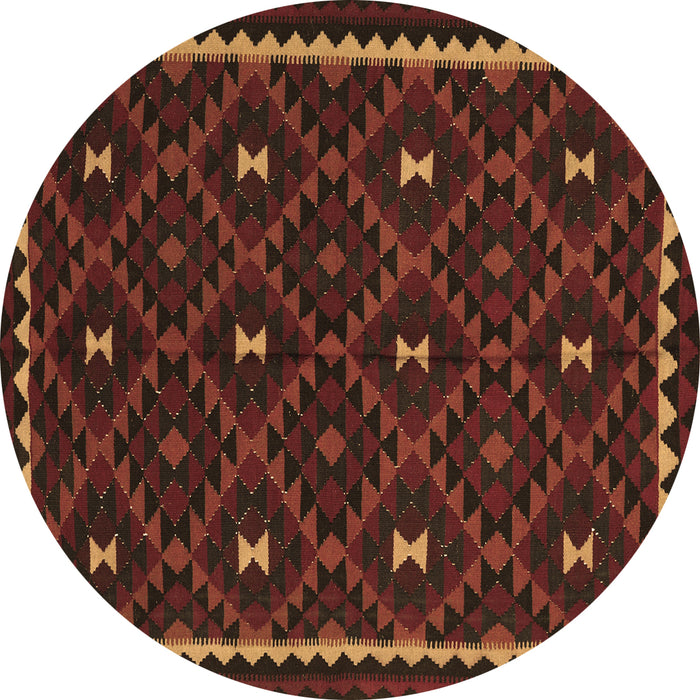 Round Machine Washable Oriental Brown Traditional Rug, wshcon1682brn