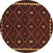 Round Machine Washable Oriental Brown Traditional Rug, wshcon1682brn