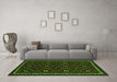 Machine Washable Oriental Green Traditional Area Rugs in a Living Room,, wshcon1682grn