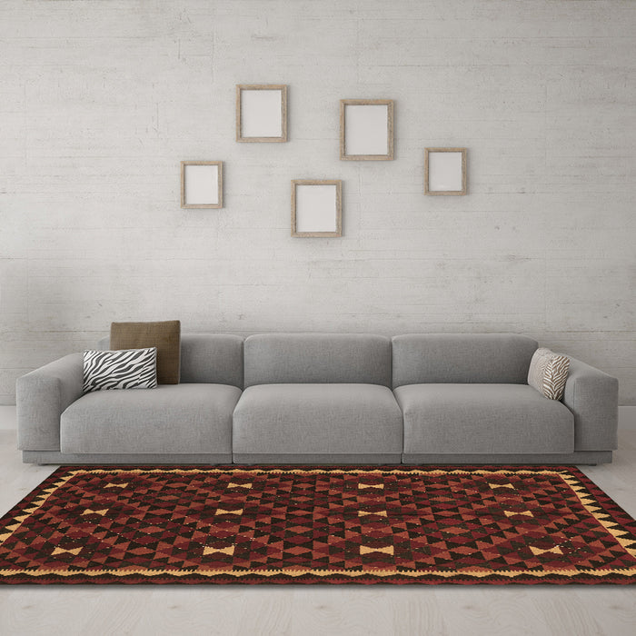 Machine Washable Oriental Brown Traditional Rug in a Living Room,, wshcon1682brn