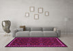 Machine Washable Oriental Pink Traditional Rug in a Living Room, wshcon1682pnk