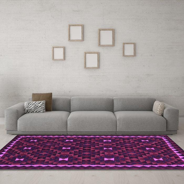 Machine Washable Oriental Purple Traditional Area Rugs in a Living Room, wshcon1682pur