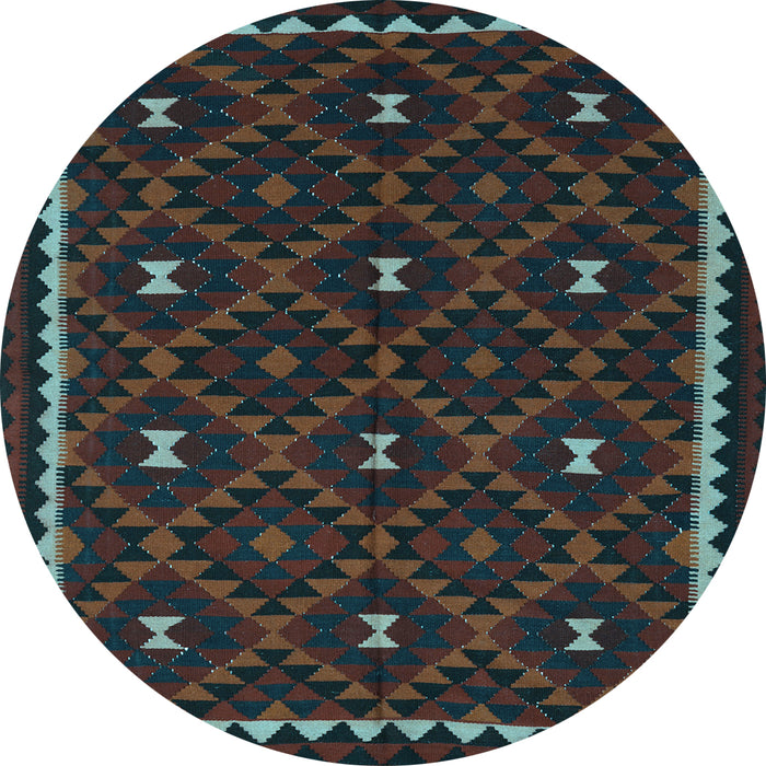 Round Machine Washable Oriental Light Blue Traditional Rug, wshcon1682lblu