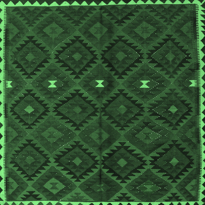 Square Oriental Emerald Green Traditional Rug, con1683emgrn