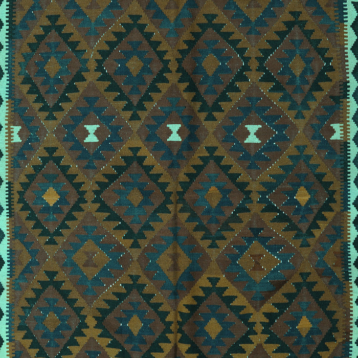 Machine Washable Oriental Turquoise Traditional Area Rugs, wshcon1683turq