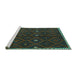 Sideview of Machine Washable Oriental Turquoise Traditional Area Rugs, wshcon1683turq