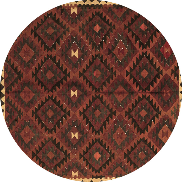 Round Oriental Brown Traditional Rug, con1683brn