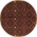 Round Oriental Brown Traditional Rug, con1683brn