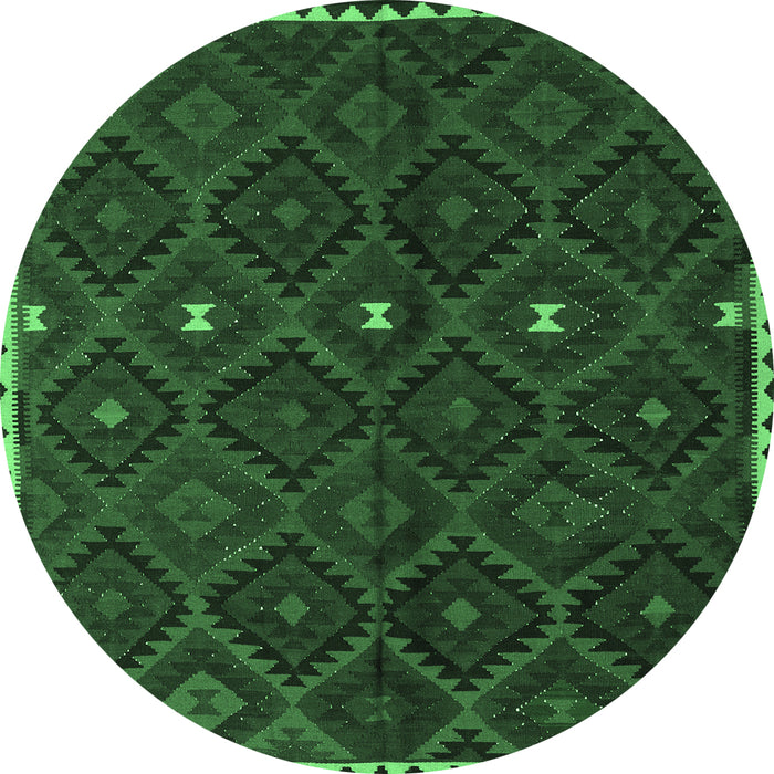 Round Oriental Emerald Green Traditional Rug, con1683emgrn