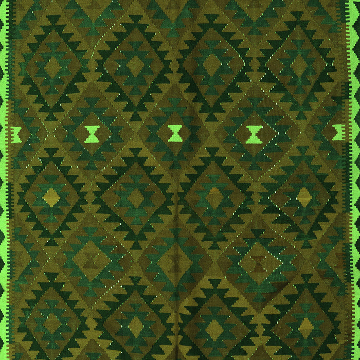 Serging Thickness of Machine Washable Oriental Green Traditional Area Rugs, wshcon1683grn