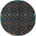 Round Machine Washable Oriental Light Blue Traditional Rug, wshcon1683lblu