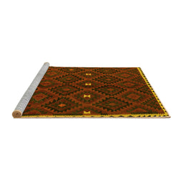 Sideview of Machine Washable Oriental Yellow Traditional Rug, wshcon1683yw