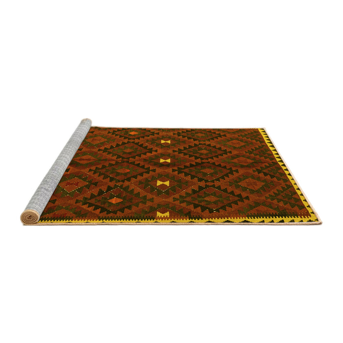 Sideview of Machine Washable Oriental Yellow Traditional Rug, wshcon1683yw
