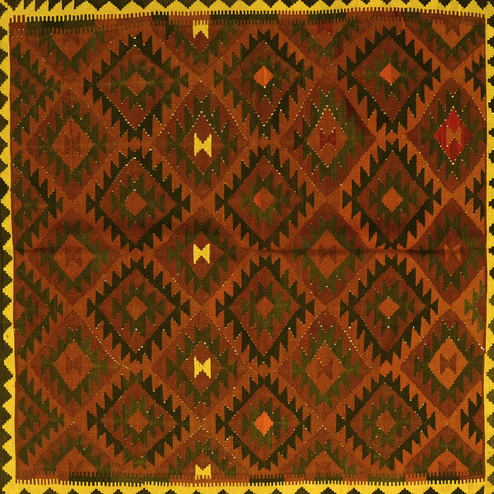 Square Machine Washable Oriental Yellow Traditional Rug, wshcon1683yw