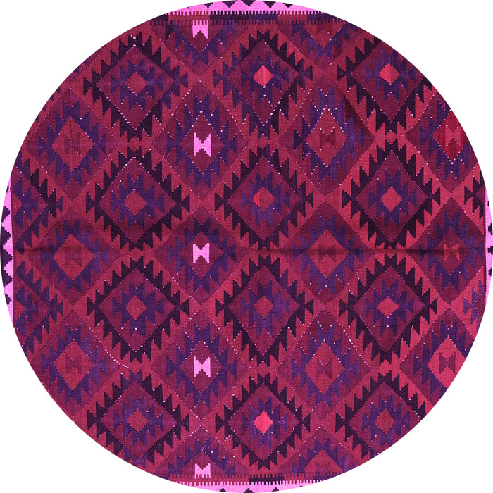 Round Machine Washable Oriental Pink Traditional Rug, wshcon1683pnk