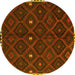 Round Oriental Yellow Traditional Rug, con1683yw