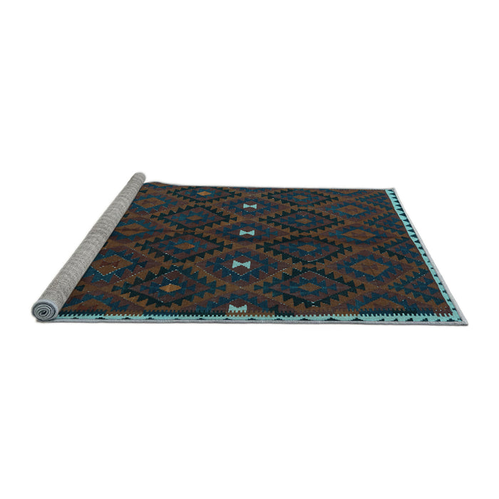 Sideview of Machine Washable Oriental Light Blue Traditional Rug, wshcon1683lblu