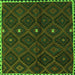 Round Machine Washable Oriental Green Traditional Area Rugs, wshcon1683grn