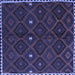 Square Machine Washable Oriental Blue Traditional Rug, wshcon1683blu