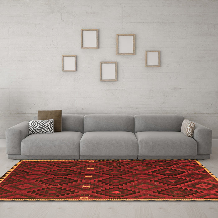 Machine Washable Oriental Orange Traditional Area Rugs in a Living Room, wshcon1683org