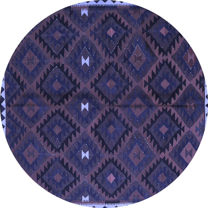 Round Machine Washable Oriental Blue Traditional Rug, wshcon1683blu