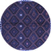 Round Machine Washable Oriental Blue Traditional Rug, wshcon1683blu