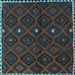 Square Machine Washable Oriental Light Blue Traditional Rug, wshcon1683lblu