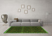 Machine Washable Oriental Green Traditional Area Rugs in a Living Room,, wshcon1683grn