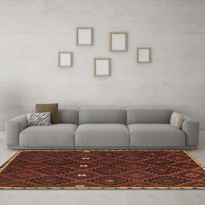 Machine Washable Oriental Brown Traditional Rug in a Living Room,, wshcon1683brn