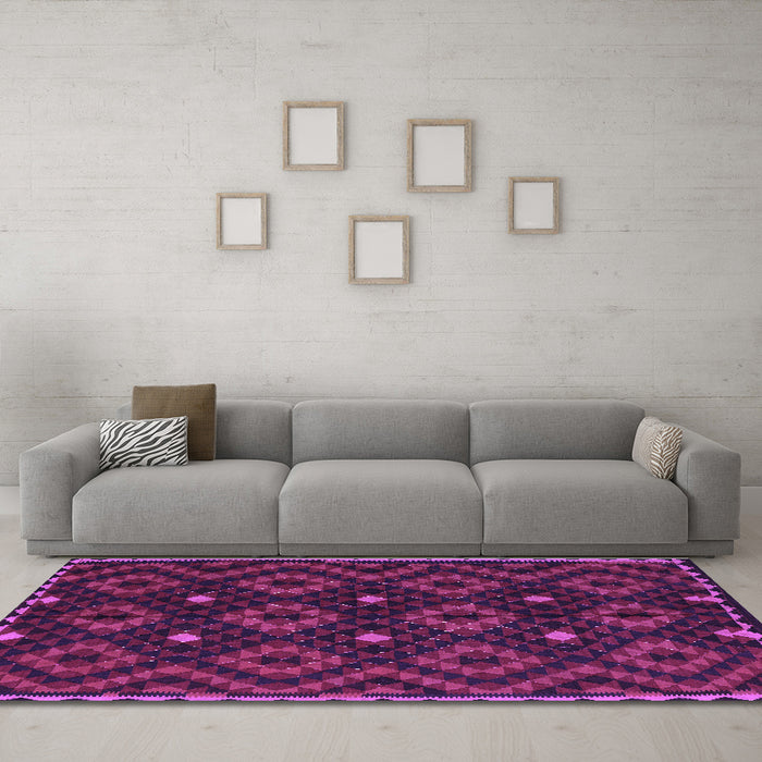 Machine Washable Oriental Purple Traditional Area Rugs in a Living Room, wshcon1684pur