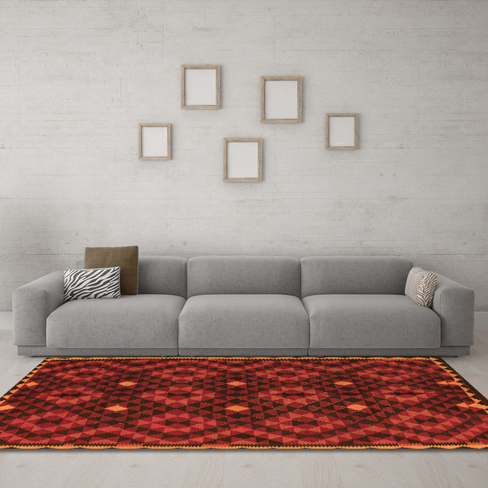 Machine Washable Oriental Orange Traditional Area Rugs in a Living Room, wshcon1684org