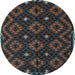 Round Oriental Light Blue Traditional Rug, con1684lblu