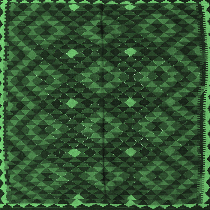 Square Machine Washable Oriental Emerald Green Traditional Area Rugs, wshcon1684emgrn