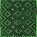 Square Machine Washable Oriental Emerald Green Traditional Area Rugs, wshcon1684emgrn