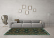 Machine Washable Oriental Turquoise Traditional Area Rugs in a Living Room,, wshcon1684turq