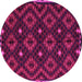 Round Machine Washable Oriental Pink Traditional Rug, wshcon1684pnk