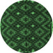 Round Oriental Emerald Green Traditional Rug, con1684emgrn