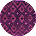 Round Machine Washable Oriental Purple Traditional Area Rugs, wshcon1684pur