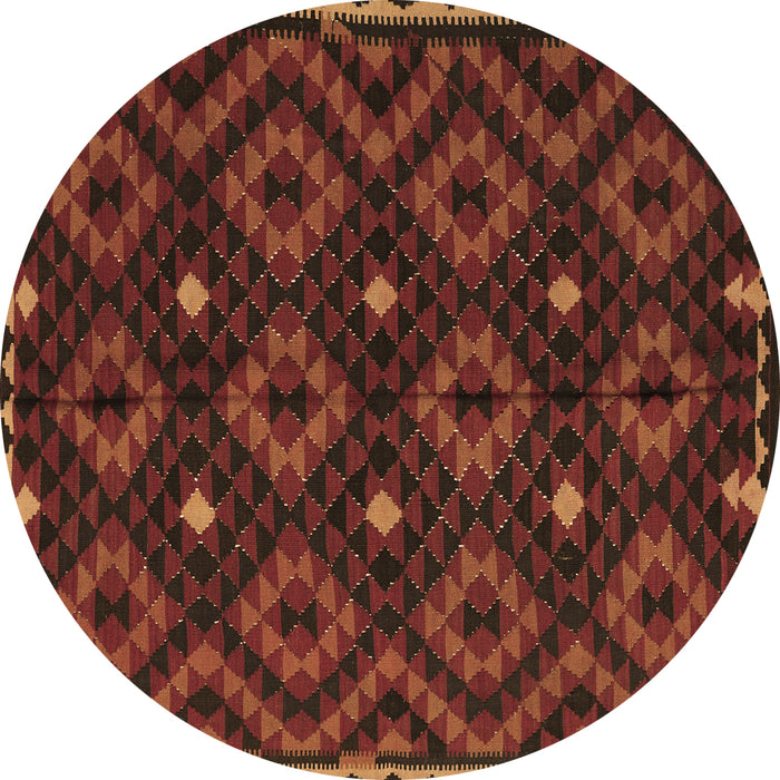 Round Machine Washable Oriental Brown Traditional Rug, wshcon1684brn