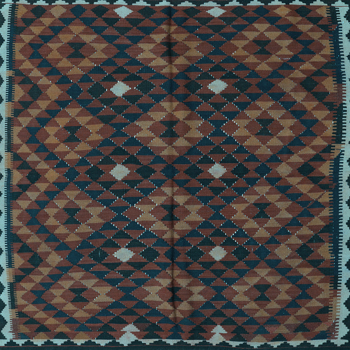 Square Machine Washable Oriental Light Blue Traditional Rug, wshcon1684lblu