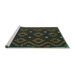 Sideview of Machine Washable Oriental Turquoise Traditional Area Rugs, wshcon1684turq