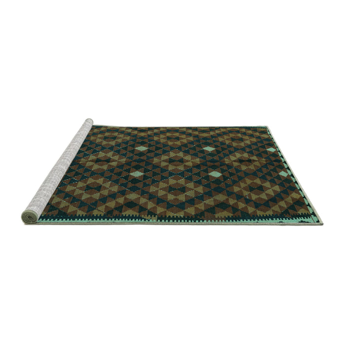Sideview of Machine Washable Oriental Turquoise Traditional Area Rugs, wshcon1684turq